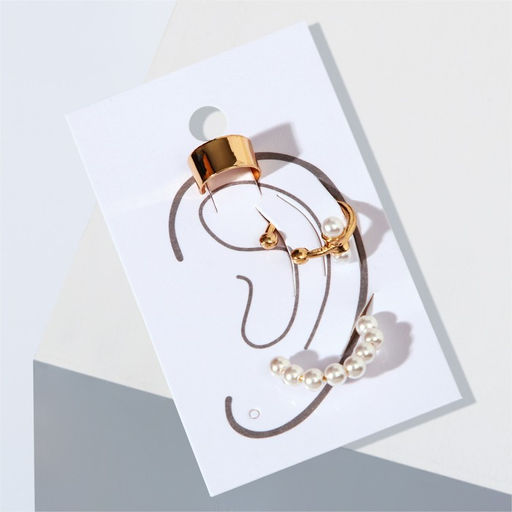 Набор серьги и кафф Настроение, жемчуг, цвет белый в золоте - Queen fair фото 3