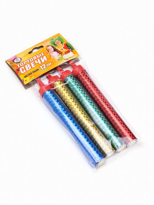 Свечи фонтаны в торт цветные, 4 шт., 12 см, горение 40 сек
