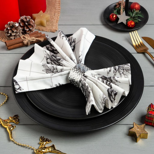 Набор новогодних салфеток «Christmas» с декоративными кольцами, 45×45 см - 2 шт., хлопок, саржа