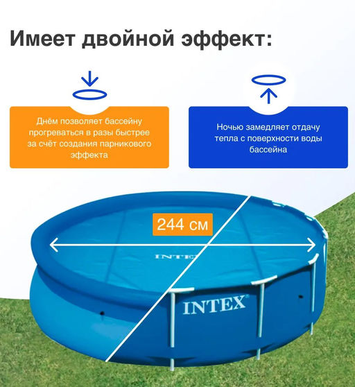 Тент теплосберегающий, солнечный тент для бассейна 244 см Intex  фото 3