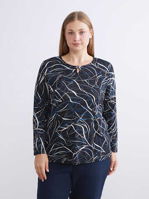 Bisiklet Yaka Desenli Bluz