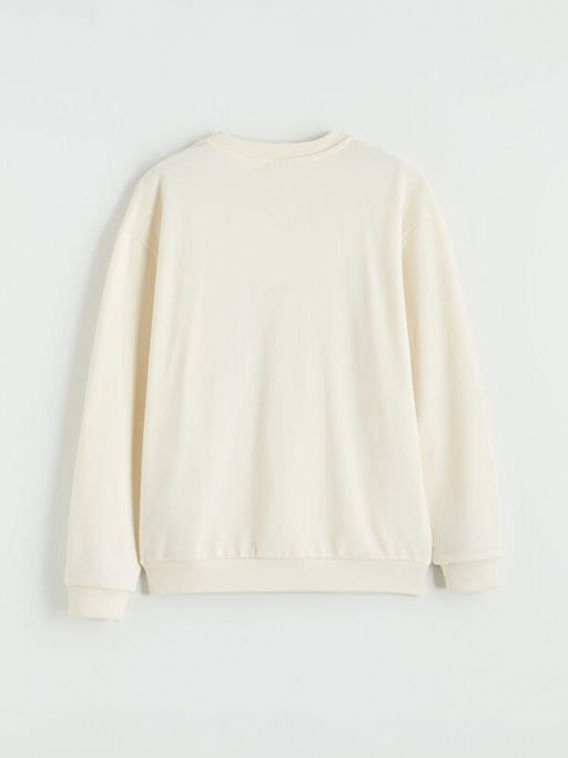 Bisiklet Yaka Bask?l? Erkek ?ocuk Sweatshirt