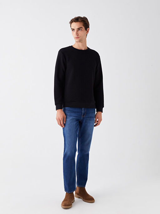 Bisiklet Yaka Uzun Kollu Erkek Sweatshirt