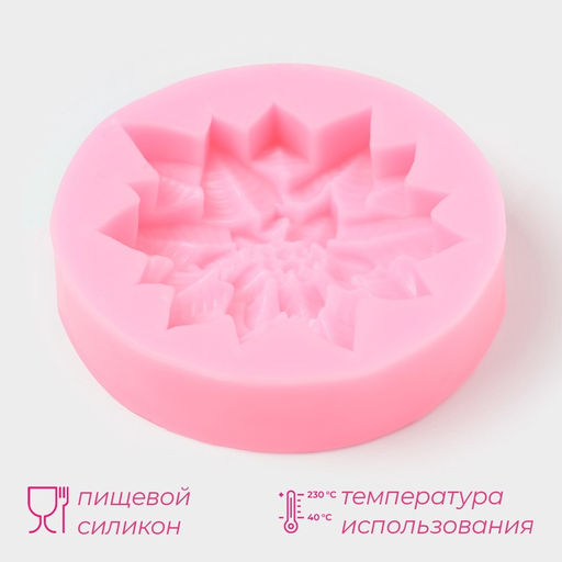 Молд для заливки шоколада Доляна Многолистник, силикон, 6.3?6.3?1.7 см, розовый  фото 2
