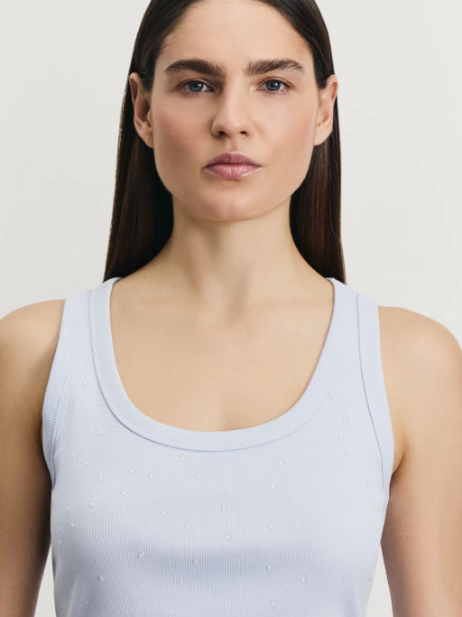 Майка из модала и хлопка со стразами / Zarina  фото 6