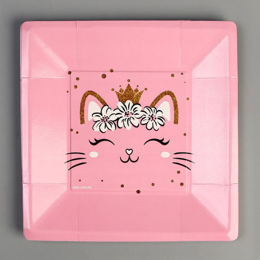 Набор посуды Котик: стаканы 6 шт., тарелки 6 шт. - Страна карнавалия фото 2