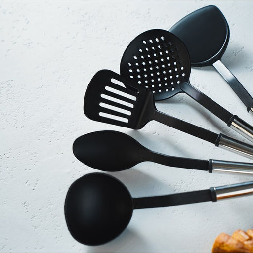 Набор кухонных принадлежностей Доляна «Антрацитовый блеск», 5 предметов, чёрная