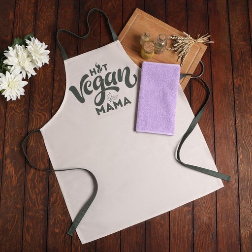 Подарочный набор Этель Vegan mama: фартук 70?60 см, полотенце 30?60 см, 100% хлопок