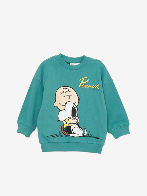 Bisiklet Yaka Uzun Kollu Snoopy Bask?l? Sweatshirt ve Jogger Pantolon 2li Tak?m - Waikiki фото 2