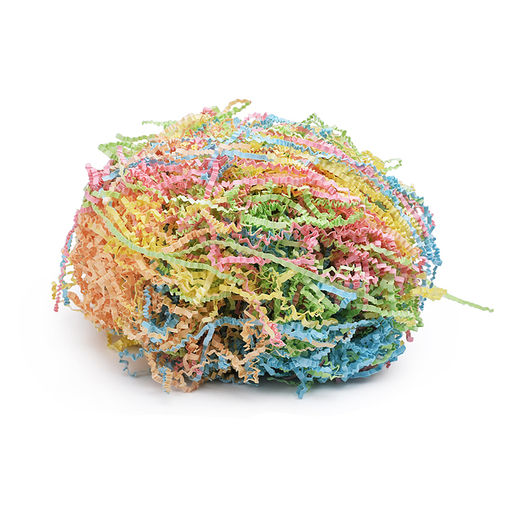 Наполнитель гофрированный бумажный для подарков 100 г, разноцветная пастельная бумага, в пластиковом пакете