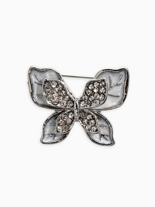 Брошь «Бабочка», перламутровая, белая в серебре