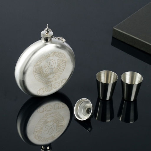 Подарочный набор 4 в 1 СССР: фляжка 240 мл, 2 стопки, воронка, хромированная - Simaland фото 2