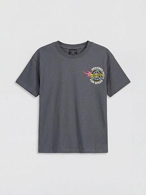 Bisiklet Yaka Hot Wheels Bask?l? Erkek ?ocuk Ti??rt