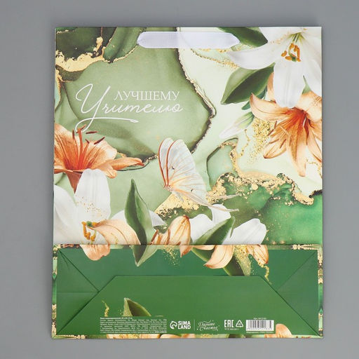 Цена за 2 шт. Пакет подарочный ламинированный, упаковка, «Лучшему учителю», M 30×26×9 см