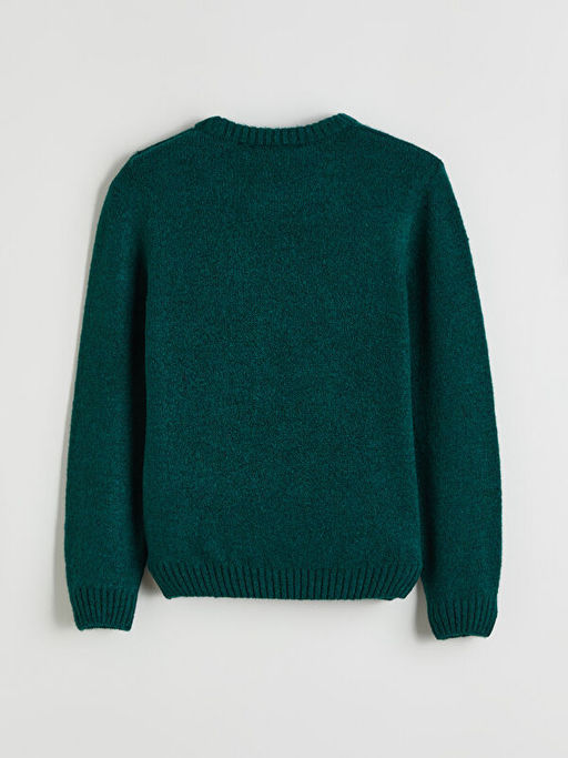 Bisiklet Yaka Ay? Teddy Desenli Erkek ?ocuk Triko Kazak