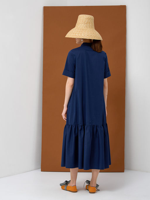Платье хлопок OD-791-3 темно-синее OD-791-3