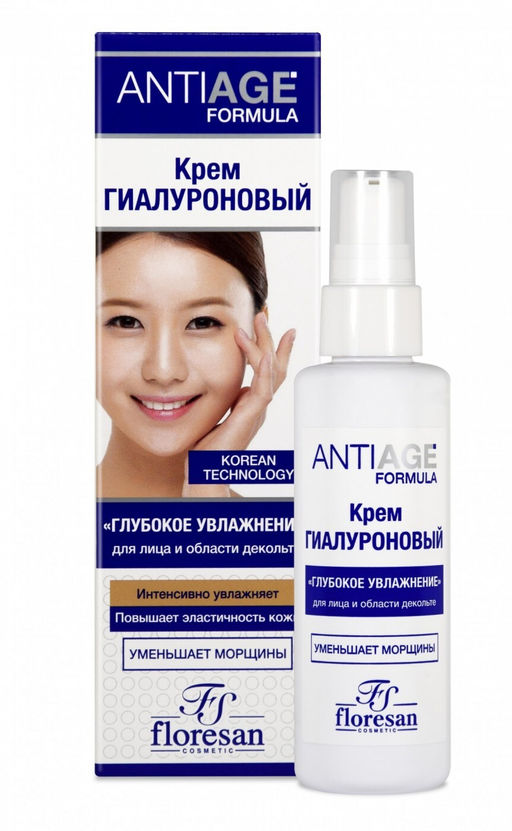 Floresan ANTI - AGE Kрем гиалуроновый для лица и области декольте ГЛУБОКОЕ УВЛАЖНЕНИЕ 75мл