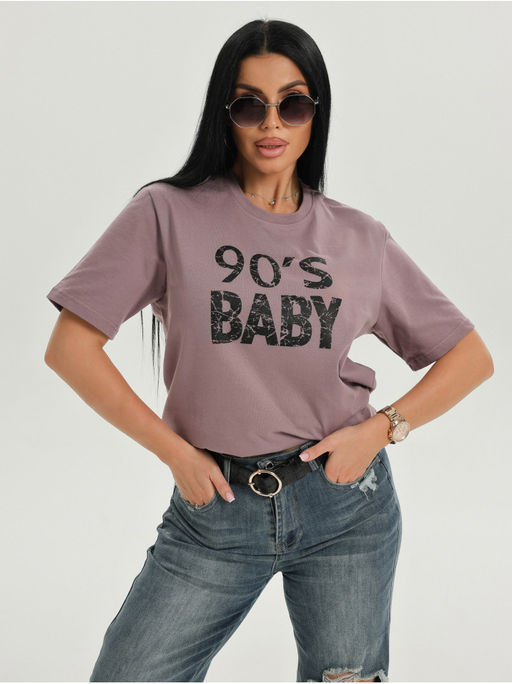 Футболка "Девяносто" пудра женская