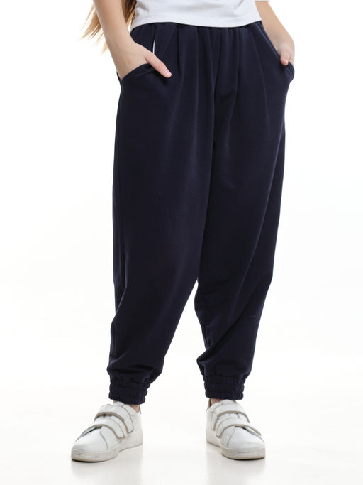 Брюки для девочки со складками 22-7690 синий - Mini maxi фото 4