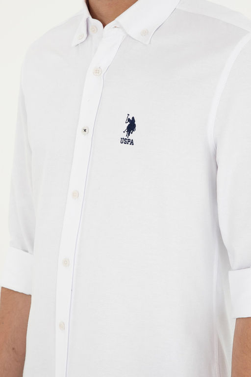 Мужская белая базовая рубашка с длинным рукавом - U.s. polo assn фото 7