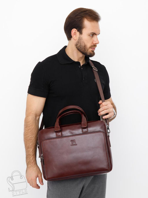 Портфель мужской кожаный 68001 brown Fuzhiniao