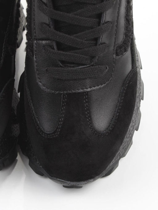 04-WG042-1M BLACK Кроссовки зимние женские (натуральная кожа, натуральная замша, 100% шерсть)