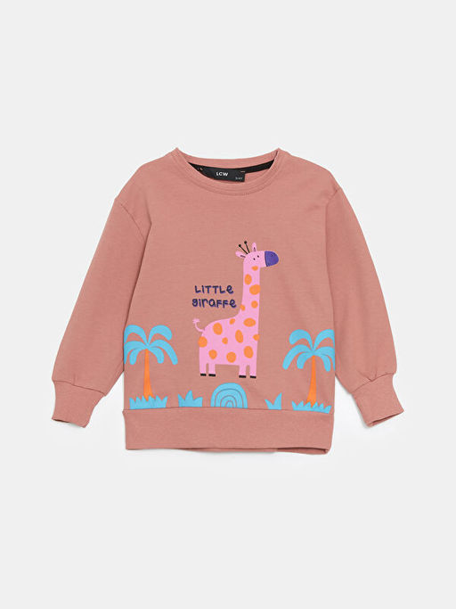 Bisiklet Yaka Bask?l? K?z ?ocuk Sweatshirt