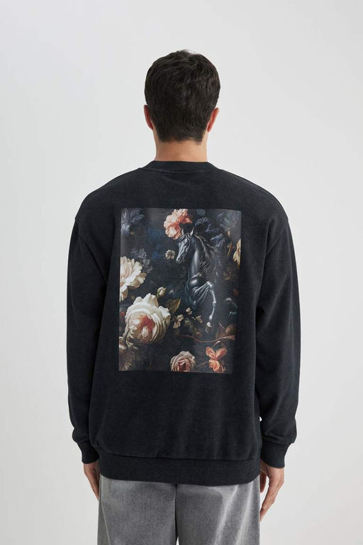 Толстовка оверсайз с круглым вырезом - Defacto фото 9