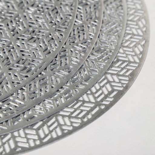 Набор салфеток сервировочных на стол Доляна «Соты», 4 шт, d=38 см, цвет серебряный