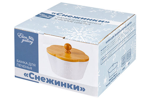 Банка д/печенья 760 мл 14,8*14,8*11,5 см Снежинки с деревянной крышкой - Elan gallery фото 11