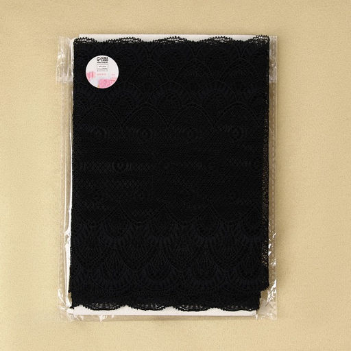 Кружевная эластичная ткань, 190 мм, 2.7±0.5 м, чёрная