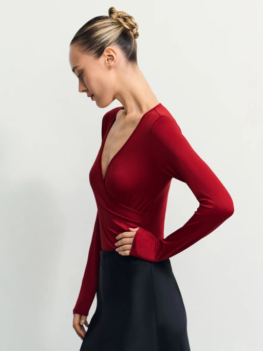 Боди с длинным рукавом и V-образным вырезом / Zarina