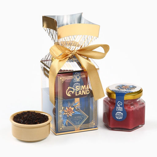 Подарочный набор новогодний С новым годом: чай со вкусом: зимняя вишня 50 г, крем - мёд с черникой, 120 г