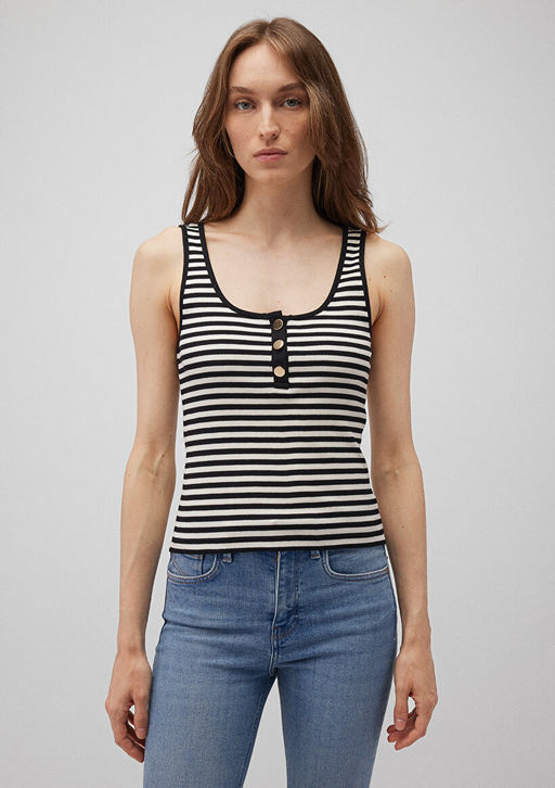 Siyah Cizgili Atlet - Mavi фото 3