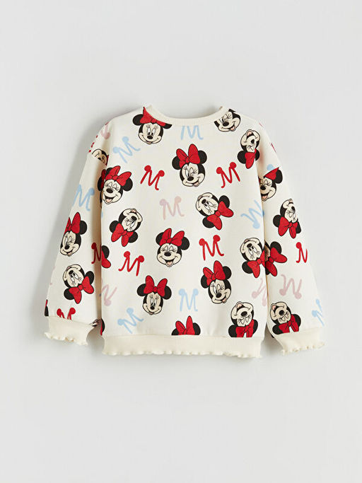 Minnie Mouse Bask?l? K?z ?ocuk Kal?n Sweatshirt