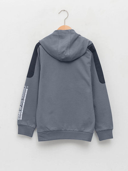 Kap??onlu Bask?l? Uzun Kollu Erkek ?ocuk Sweatshirt - Waikiki фото 2