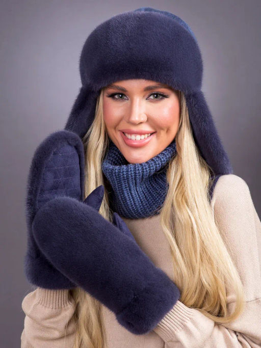 Ушанка норка трикотаж байкал - Davidovfox фото 4