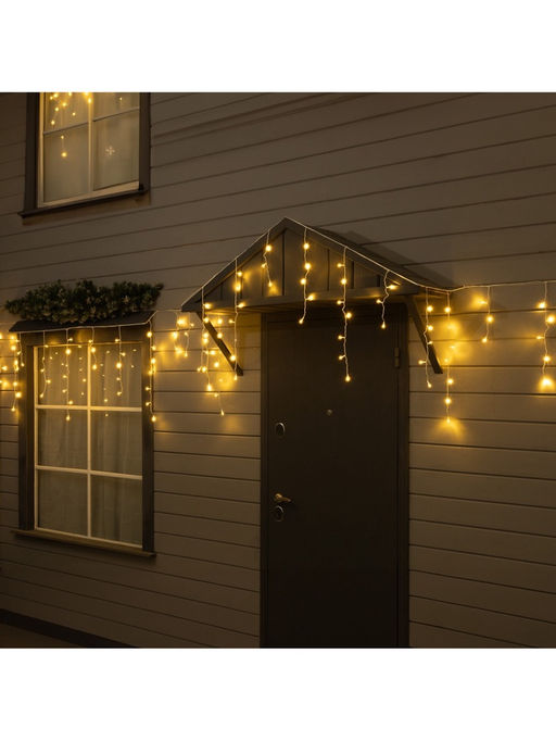 Гирлянда «Бахрома» 25 × 0.7 м, IP44, УМС, белая нить, 450 LED, свечение тёплое белое, 220 В