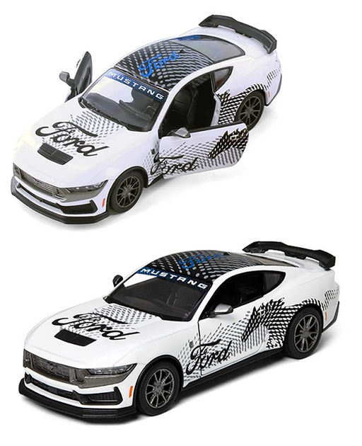Kinsmart. Модель арт.KT5455WF/1 "Ford Mustang Dark Horse 2024" 1:38 (белая) с рисунком, инерц.