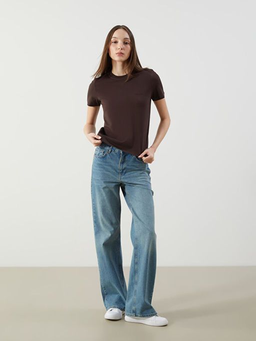 Bisiklet Yaka Nak??l? Kad?n Ti??rt