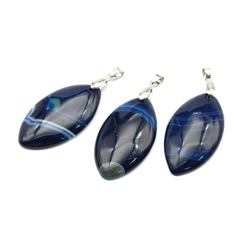 Подвеска из агата тонированного рис 25*45мм, цв.синий