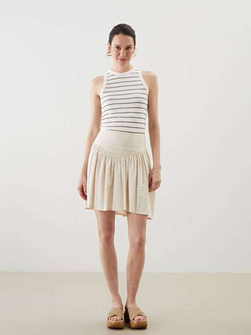 Bisiklet Yaka ?izgili Kad?n Atlet