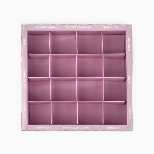 Цена за 5 шт. Коробка под 16 конфет с ячейками Цветы, 19?19?3 см