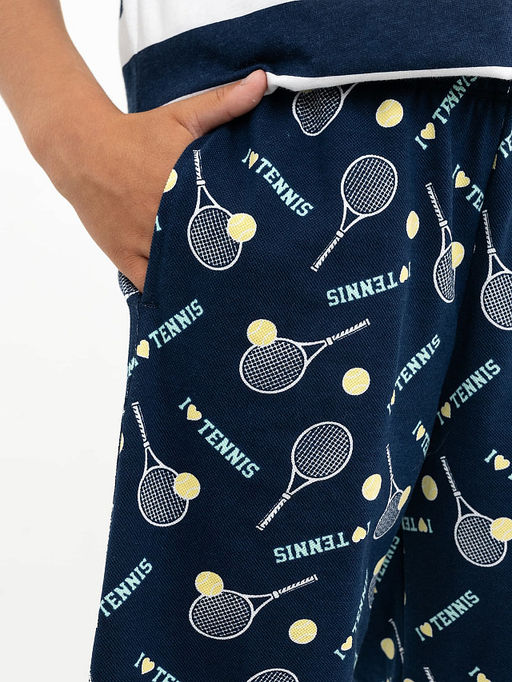 Шорты синего цвета с теннисным принтом для мальчиков - Mark formelle фото 4