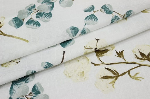 Муслин двухслойный Веточки хлопка, ш.1.35м, хлопок-100%, 100гр/м.кв - Купава фото 3