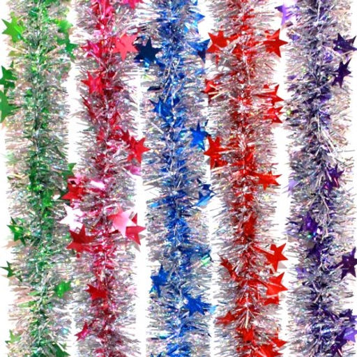 Мишура "Звездная" 2м*5см (Г-267) голография ассорти, Россия