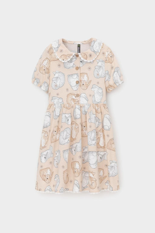 КР 5932/песчаный,зайчики и ромашки к563 платье для дев - Crockid фото 2