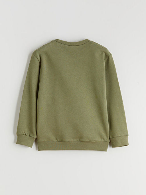 Bisiklet Yaka Bask?l? Erkek ?ocuk Kal?n Sweatshirt