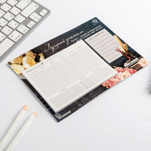 Планер на магнитах с отрывными листами «Лучший учитель», 50 л., 15×20 см, размер части для заполнения 10×13 см