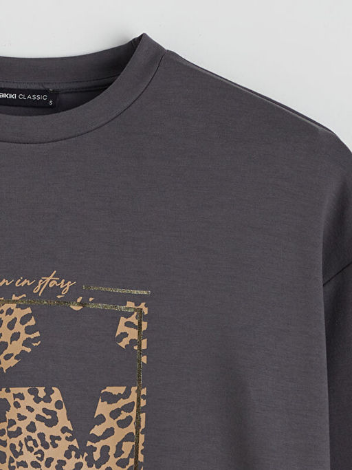 Bask?l? Oversize Kad?n Sweatshirt Tunik